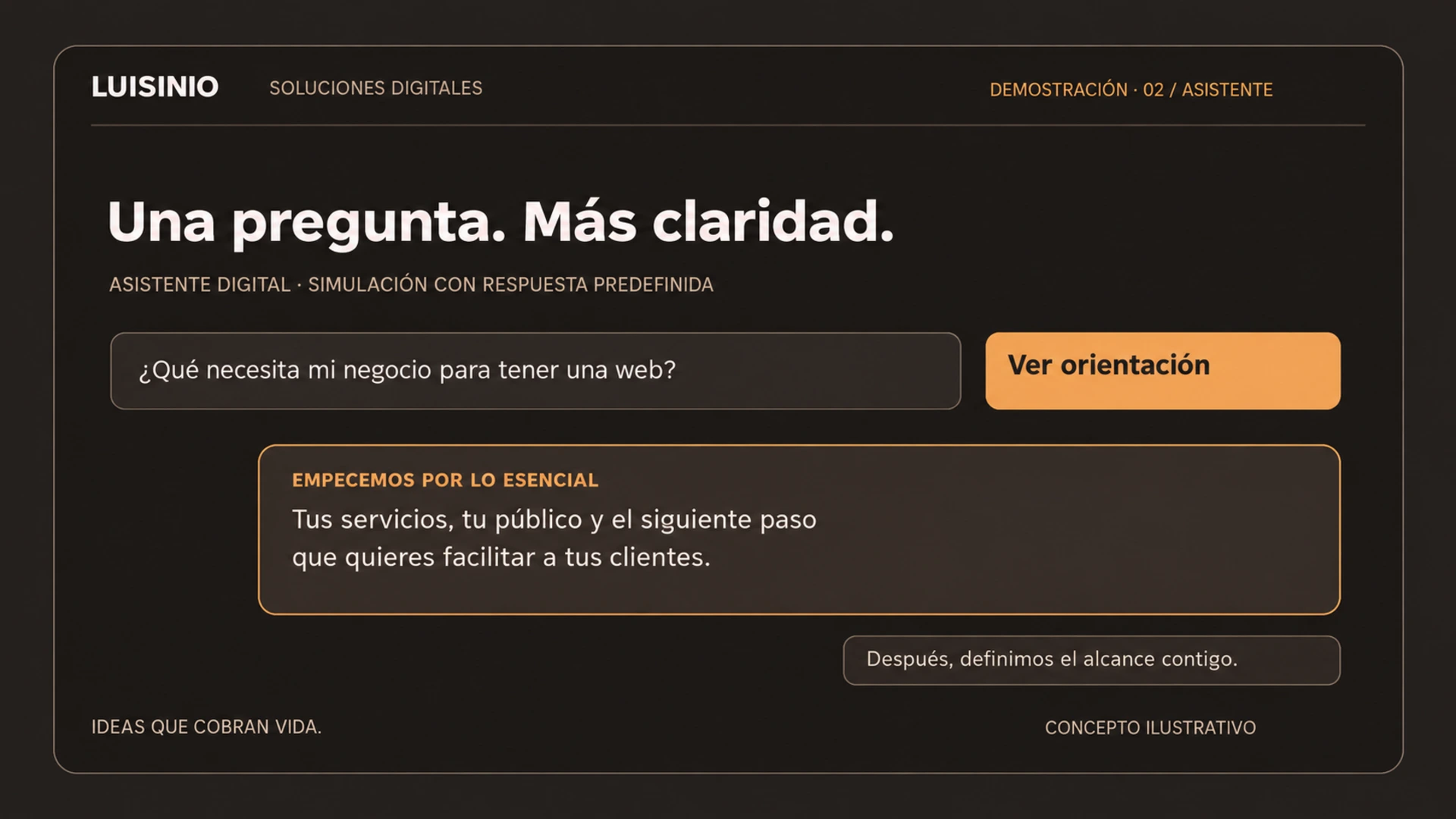 Demostración de una consulta a un asistente.