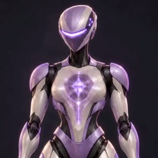 Avatar de Luci: robot lila y plateado con núcleo de luz violeta