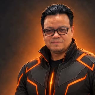 Avatar de Luisinio con chaqueta negra de líneas naranjas