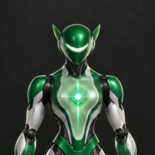Avatar de Seth: robot verde esmeralda con núcleo de luz en el pecho