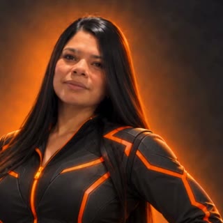 Avatar de Vimnery con chaqueta negra de líneas naranjas
